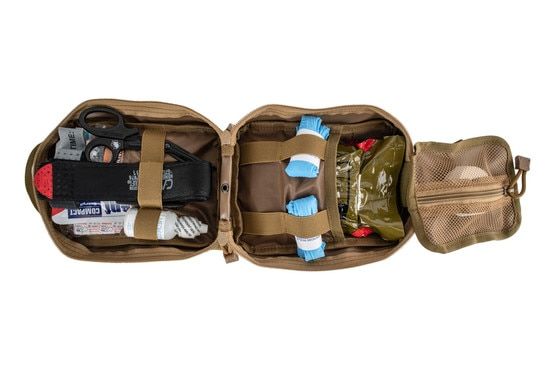 Primary Arms IFAK in tan pouch with CAT tourniquet includes trauma